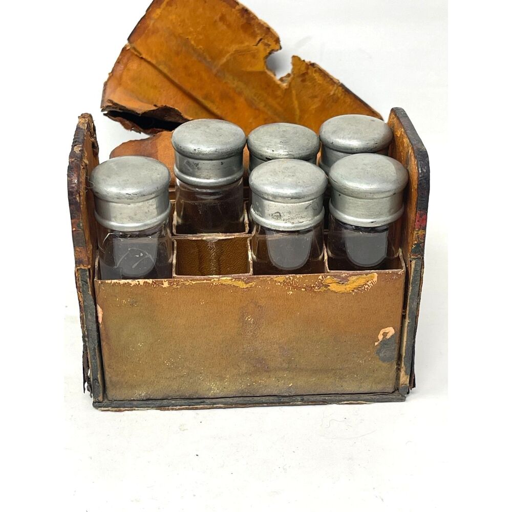 Antique Medical Apothecary Case Doctor Travel 6 Ampules AS FOUND RARE SET *READ